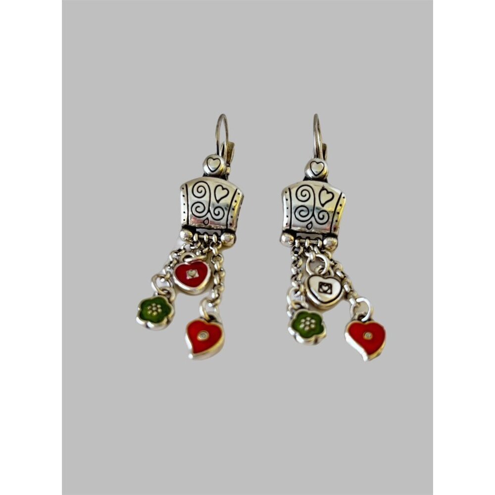 BRIGHTON flower garden Havana PINK charm Dangle Chandelier earrings.SilverPlated
